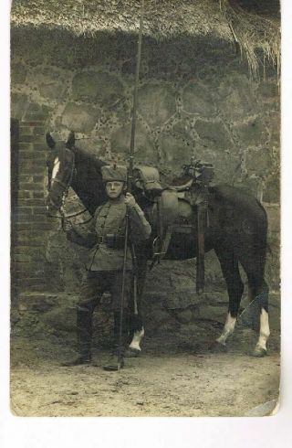 Wwi Photo No.  319 Husar Horse Rifle Lance