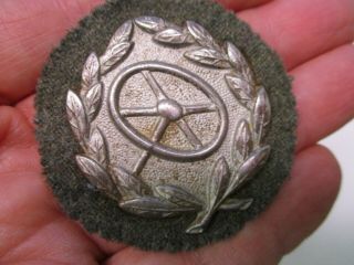 WWII German Silver Driver ' s Badge on Field Grey Wool Backing 3