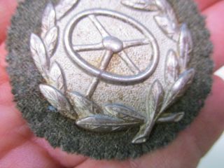 WWII German Silver Driver ' s Badge on Field Grey Wool Backing 5