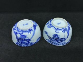 Impressive Chinese Antique Oriental Porcelain Blue And White Dragon Bowls 19thc