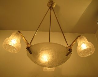 French Art Deco Chandelier 1925 - Signed: Muller FrÈres Luneville -