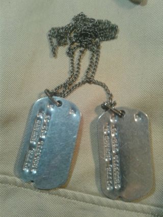 KOREAN WAR ERA AIR FORCE NAMED SHIRT WITH DOG TAGS NEAT ITEMS STERLING CHAIN 12