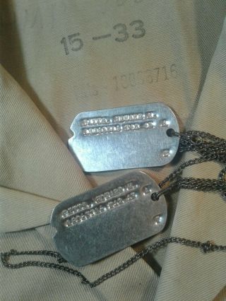 KOREAN WAR ERA AIR FORCE NAMED SHIRT WITH DOG TAGS NEAT ITEMS STERLING CHAIN 6