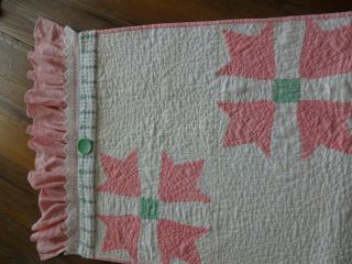 Vintage Pink & White Quilt Chenille Table Runner Shabby Cottage 5