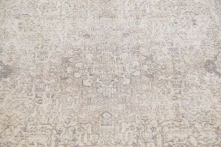 Antique EVENLY WORN Geometric Muted Ivory/Silver Persian Distressed Rug 10 ' x13 ' 4