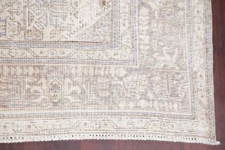 Antique EVENLY WORN Geometric Muted Ivory/Silver Persian Distressed Rug 10 ' x13 ' 6