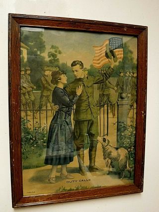 Ww1 Us Poster Print 1917 " Duty Calls 17x14 42 Star Flag