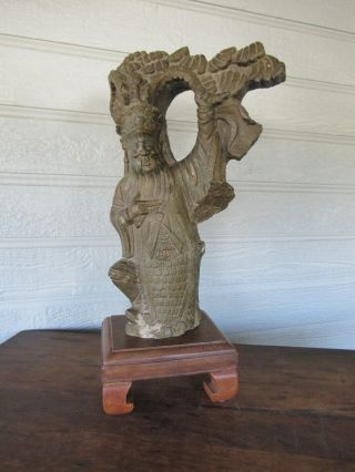 Antique 16 Inch Chinese Carved Hard Stone Statue Of A Scholar Scholar $1.  00 Nr