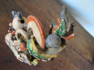 Antique Chinese Multicolored Ceramic Pottery Incense Holder Dragon & Phoenix `nr 11