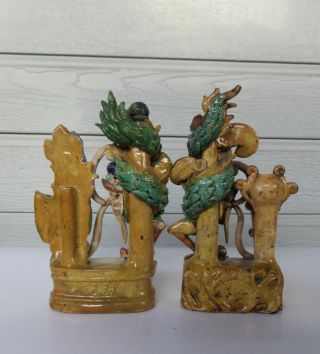 Antique Chinese Multicolored Ceramic Pottery Incense Holder Dragon & Phoenix `nr 4