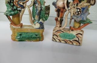Antique Chinese Multicolored Ceramic Pottery Incense Holder Dragon & Phoenix `nr 6