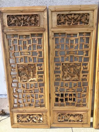 Antique Chinese Temple Wood Carved Panels