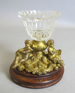 Fine Antique French Empire Gilt Bronze & Crystal Cherub Vase C.  1870