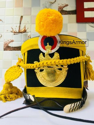 Yellow Shako Helmet,  Pompom,  Cordon - French Napoleonic Shako Helmet