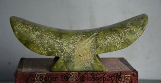 8.  4 " Antique Old China Hongshan Culture Green Jade Dynasty Weeping Willow Pillow