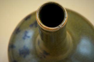 18th Century - Antique RARE Chinese Script TEA - DUST Glaze Compressed Bottle VASE 10