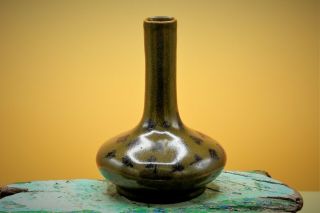 18th Century - Antique RARE Chinese Script TEA - DUST Glaze Compressed Bottle VASE 5