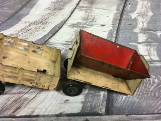 Antique Vintage Toy 1940 ' s Girard steel Truck with Four Trailers 10