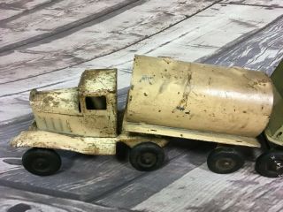 Antique Vintage Toy 1940 ' s Girard steel Truck with Four Trailers 2