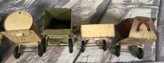 Antique Vintage Toy 1940 ' s Girard steel Truck with Four Trailers 4