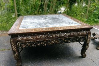 Antique Chinese Coffee Table Mother Of Pearl Inlay