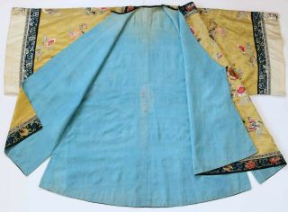 Chinese Damask Silk & Needle - Worked Informal Women ' s ROBE / Late 19th Century 11