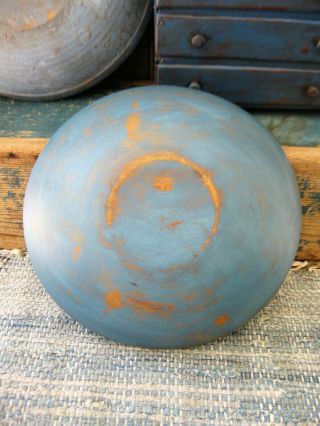 Antique Wood Dough Bowl Cupboard Blue Milk Paint