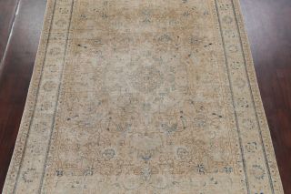 Antique MUTED Beige Brown Persian Oriental Area Rug Distressed FADED Wool 8x11 3