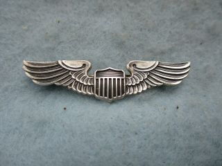 Wwii Us Air Corps Wings Pilot Sterling Pin Back Balfour Marked Aaf Ww2