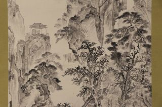 JAPANESE HANGING SCROLL ART Painting Sansui Landscape Asian antique E6841 5