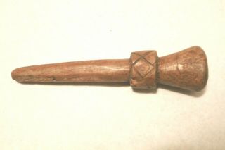 Rare Scottish 19th Century Carved Wood Spurtle - Thistle - Topped Stirrer - Vg