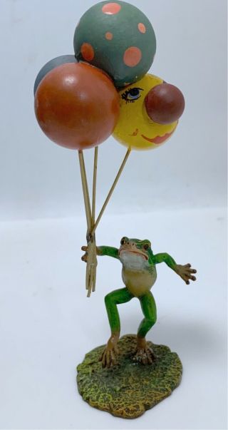 Bergman Vienna Bronze Frog With Balloons - Cold Painted