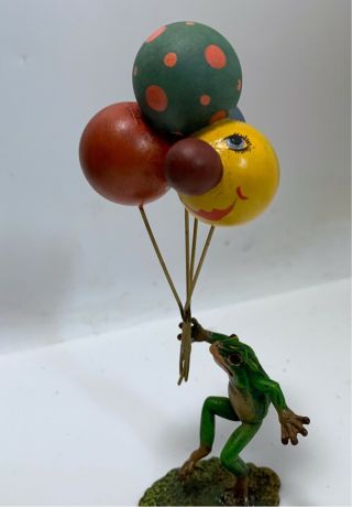 BERGMAN VIENNA BRONZE FROG with BALLOONS - Cold painted 3