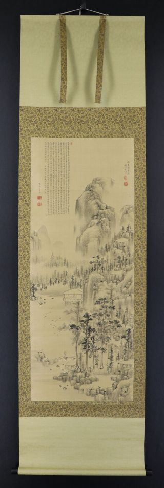 Japanese Hanging Scroll Art Painting Sansui Landscape Asian Antique E7116
