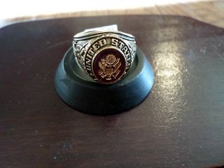 U.  S Army Military Gold 18k Electroplate Ring Ruby Crystal U.  S.  A Made Size 11