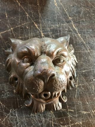 Antique Cast - Iron Bronze Wash Lionhead Fountainhead 7 X 6 X 3.  25