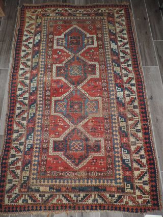 Handmade Antique Caucasian Wool Rug