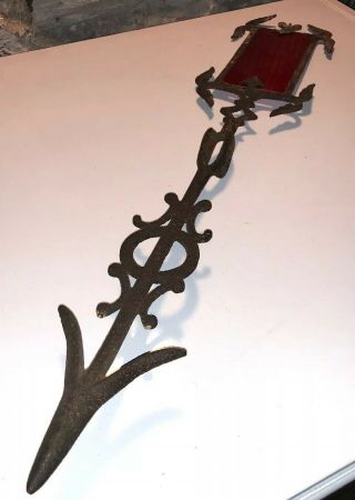 Primitive Antique Cast Iron Weather Vane Weathervane Arrow w Red Cut Slag Glass 9