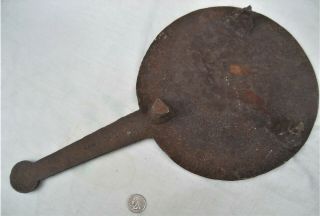 Primitive Colonial 1700 ' s wrought iron hearth griddle fryer - very heavy 9 lbs. 2