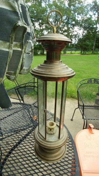 Vintage Plantation Brass Candle Lanterns/lamps W/etched Glass