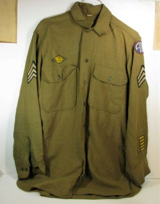 Wwii Allied Forces Us Army Sergeant Uniform With Patches Wool Shirt & Trousers