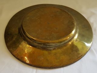 Copper & brass vintage Victorian antique alms dish / bowl / plate 7