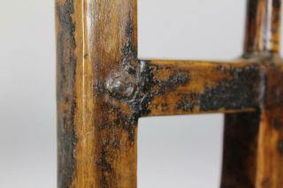 A VERY RARE 17TH C PILGRIM AMERICAN WOODEN TABLE TOP GREASE LAMP IN MAPLE 8