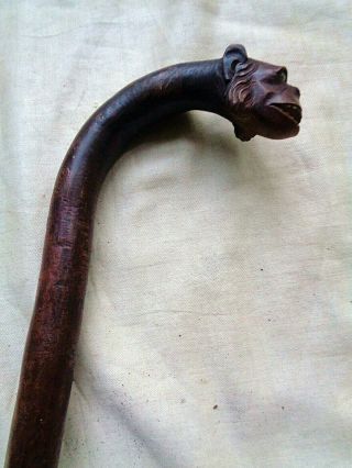 Antique Victorian Carved Wooden Walking Stick 