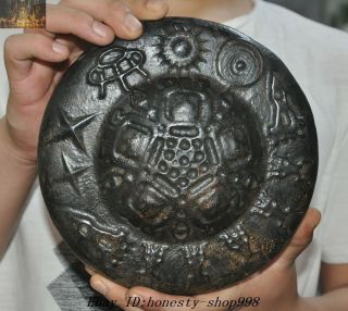 Hongshan Culture Meteorite Iron (black Magnet) Sided People Beast Pattern Statue