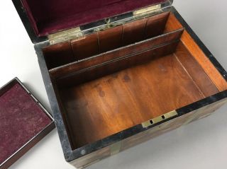19th c.  Antique English Campaign Chest Gentleman’s Jewelry Box 10
