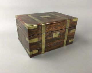 19th C.  Antique English Campaign Chest Gentleman’s Jewelry Box