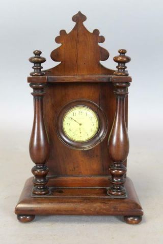 A Very Rare 18th C Queen Anne Watch Hutch Or Holder Old Surface Scrolled Crest