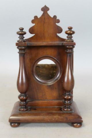 A VERY RARE 18TH C QUEEN ANNE WATCH HUTCH OR HOLDER OLD SURFACE SCROLLED CREST 4