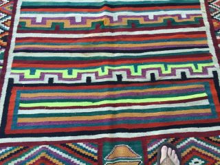 AUTH: ANTIQUE TUNISIAN KILIM RUG,  ORGANIC DYES,  RARE COLLECTABLE 2